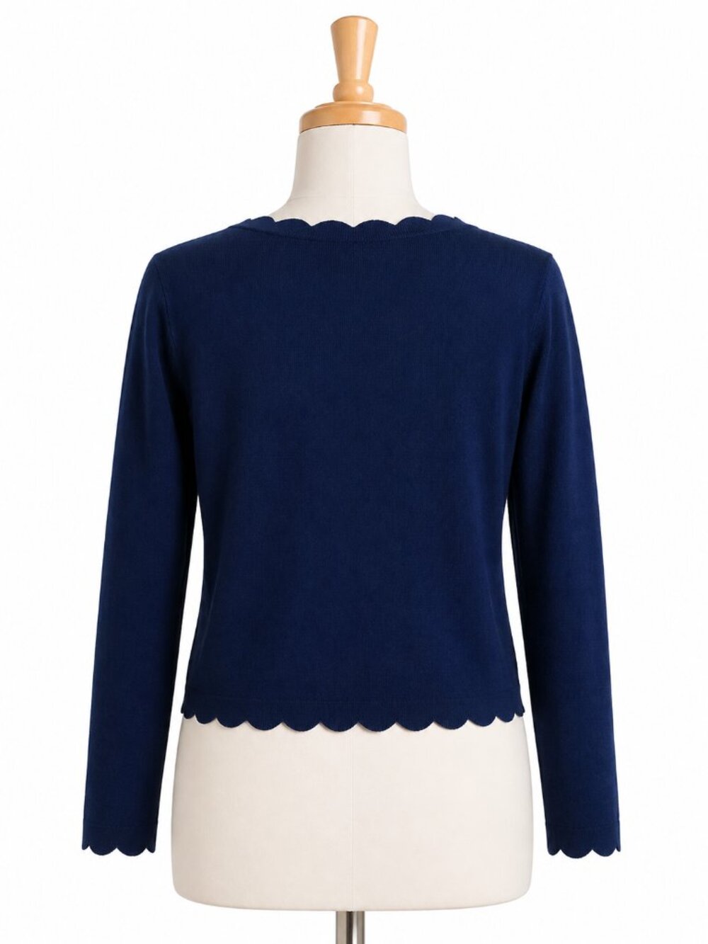 7th Avenue Navy Blue Cardigan Size L | Classic Cropped Sweater - Picture 2 of 6
